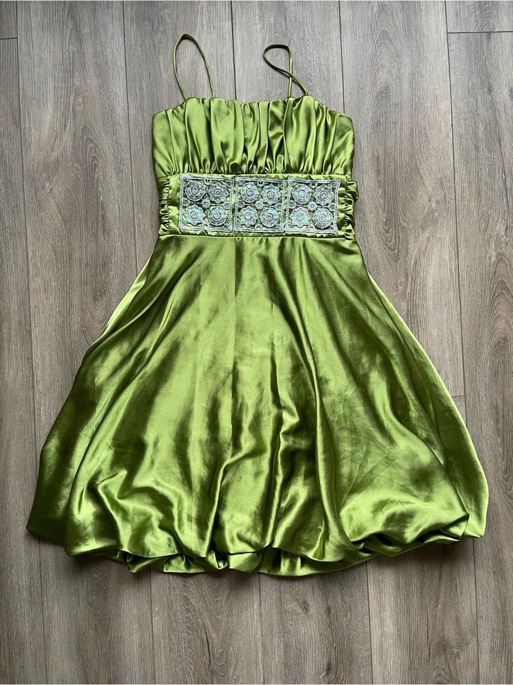 GoJane Green Satin Cocktail / Prom Dress